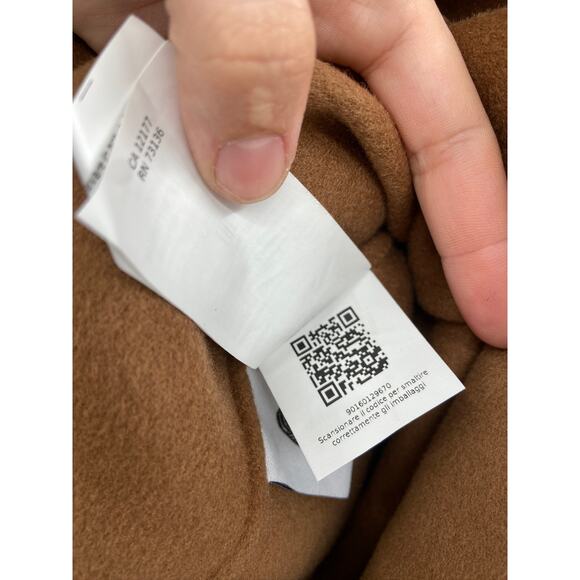 'S Max Mara Free Camel Brown Wool Belted Tie Waist Coat Size 2 NWT - Picture 8 of 9